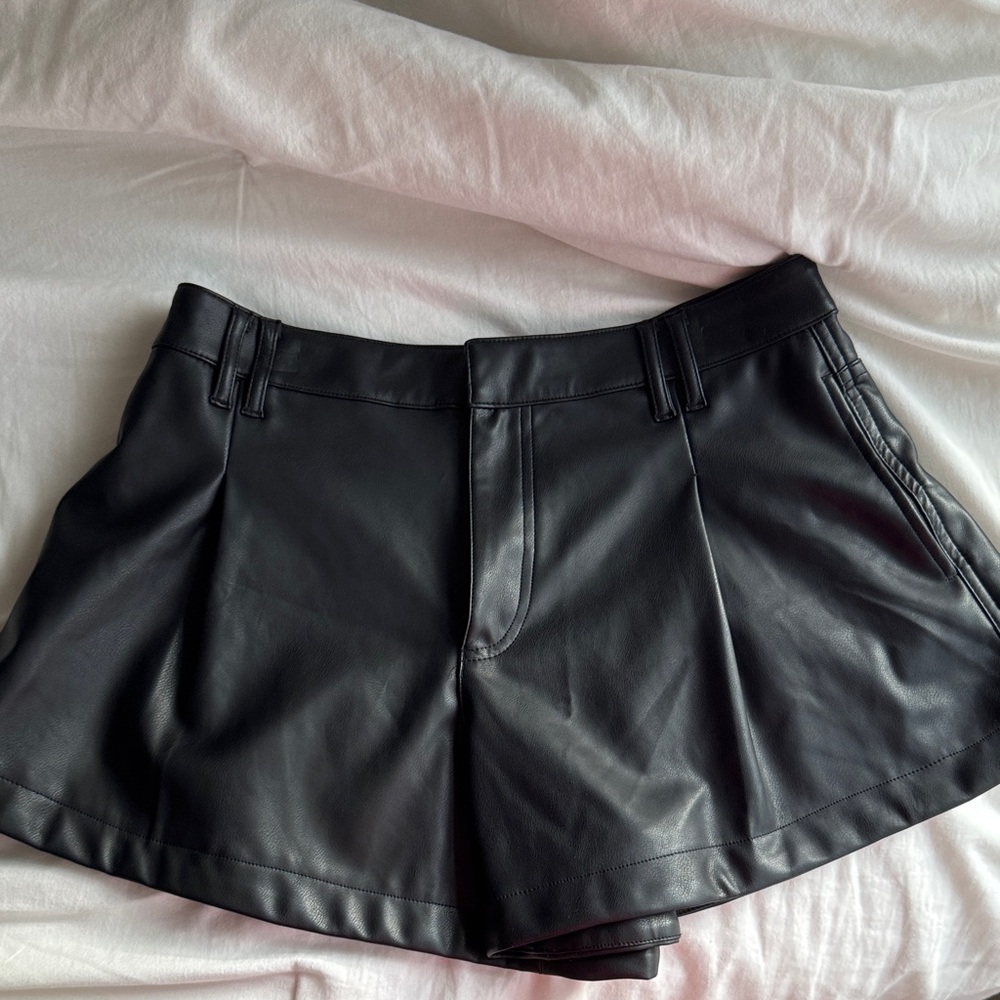 Free People Black Leather Shorts